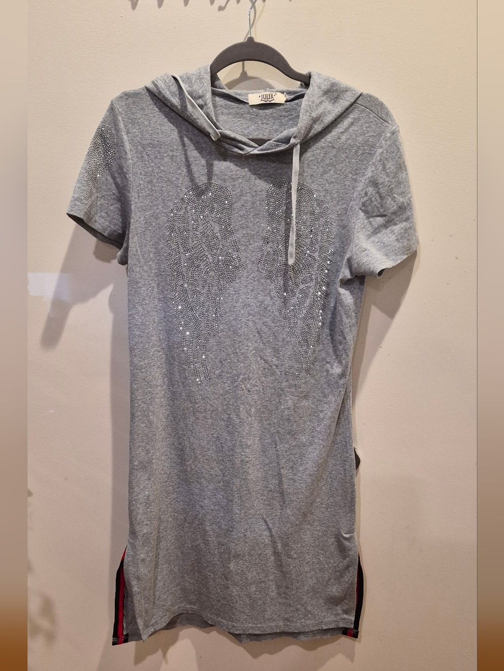 Julia Light Gray Hooded Short Sleeve Top
